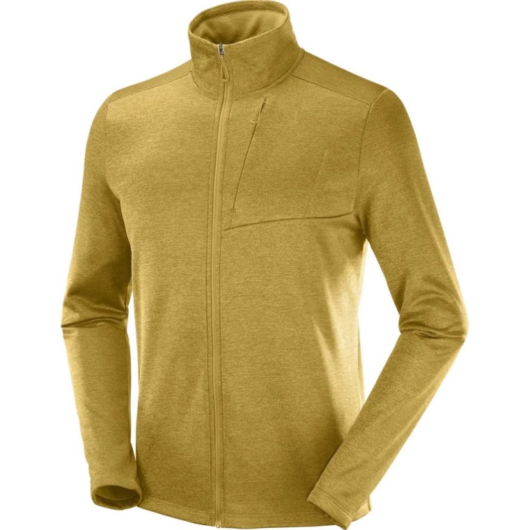 Gold Salomon Essential Lightwarm Heather Full Zip Men's Jackets | IE WG9304